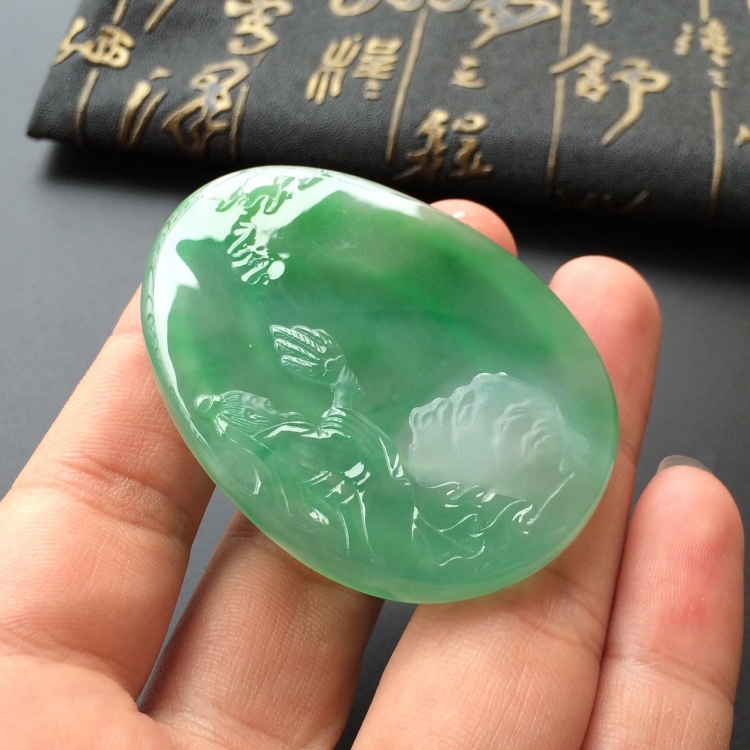 (超值推荐)芙蓉种飘翠指点江山挂件