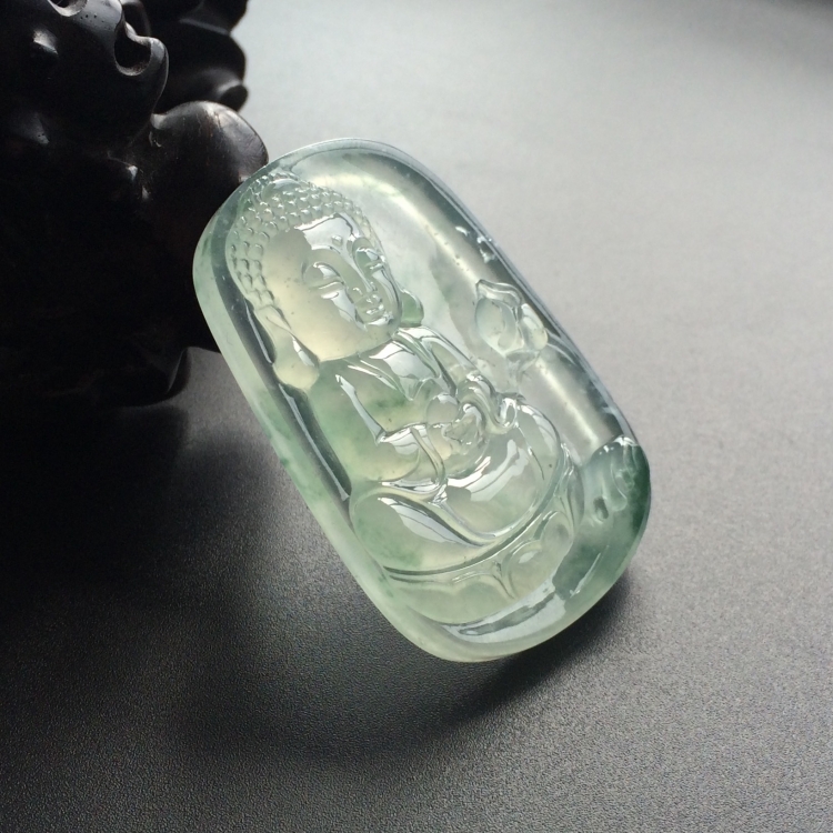 (超值推荐)冰玻种飘花宝宝佛挂件