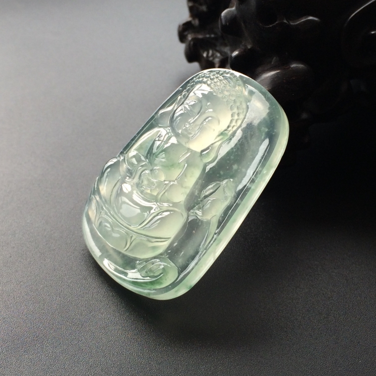 (超值推荐)冰玻种飘花宝宝佛挂件