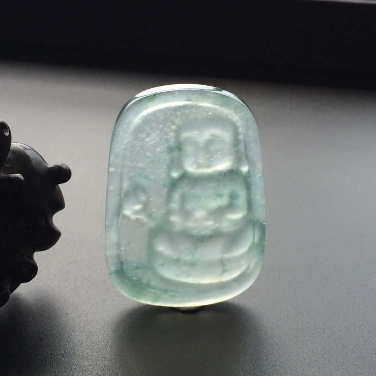 (超值推荐)冰玻种飘花宝宝佛挂件