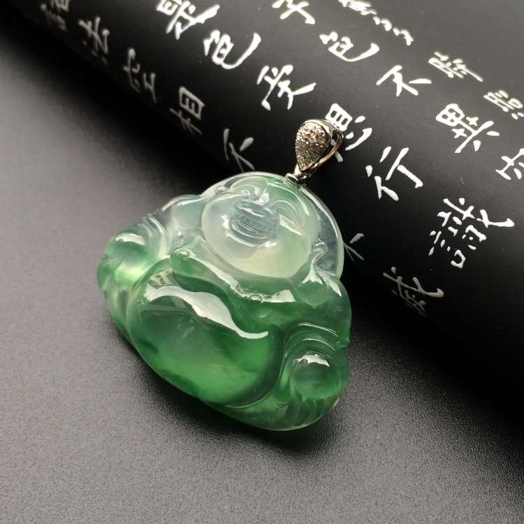 （超值推荐）冰种飘花玉佛挂件