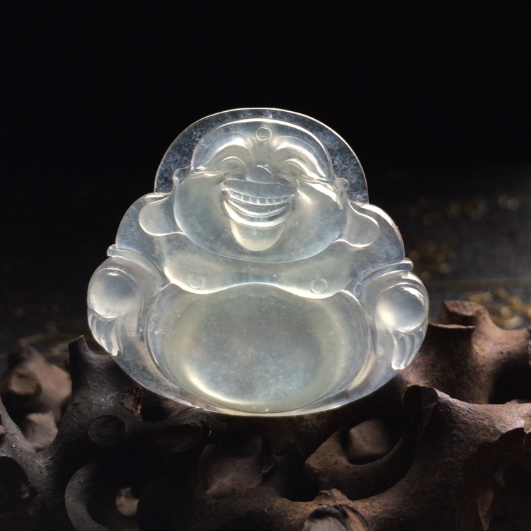 （超值推荐）冰玻种淡晴水玉佛挂件