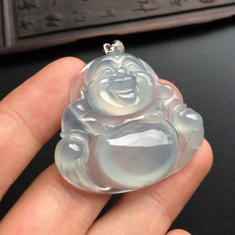 （超值推荐）冰玻种淡晴水玉佛挂件