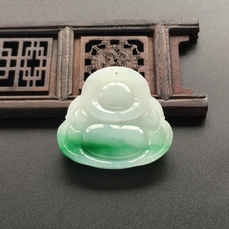 (超值推荐)糯冰种飘翠玉佛挂件
