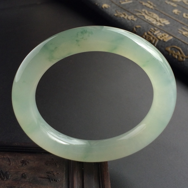 （超值推荐）冰种飘花圆条手镯（56mm）