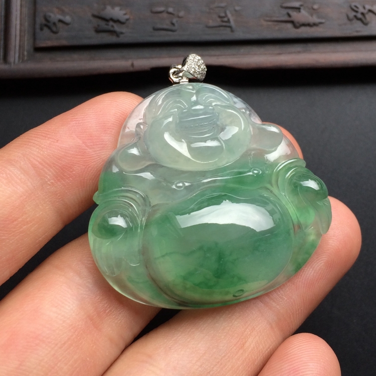 （超值推荐）冰种飘花玉佛挂件