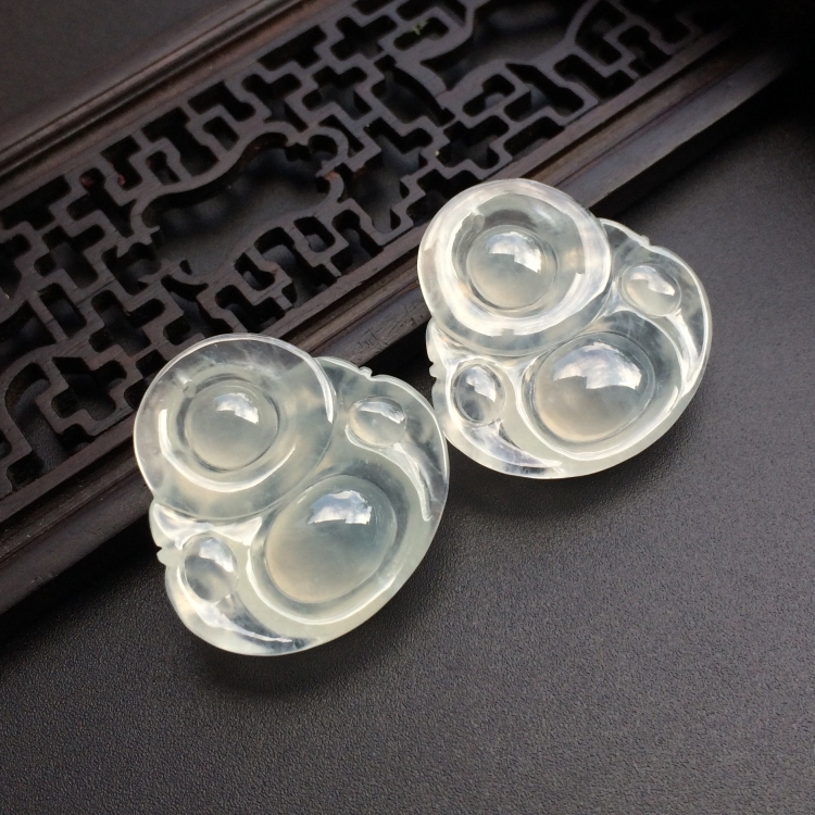 （超值推荐）冰种淡晴水玉佛挂件（一对）
