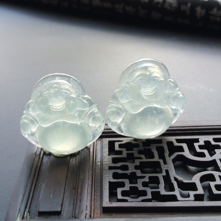 （超值推荐）冰种淡晴水玉佛挂件（一对）