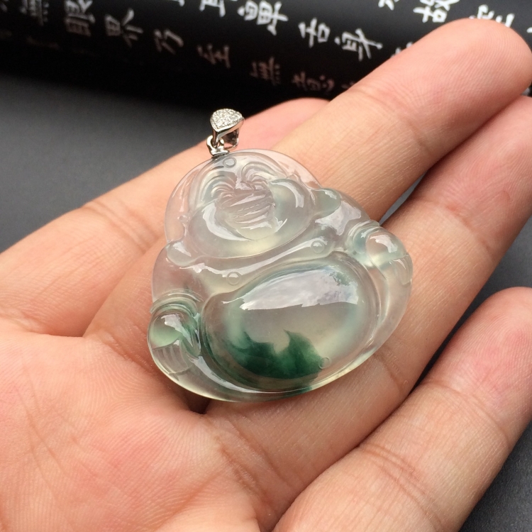 （超值推荐）冰种飘花玉佛挂件