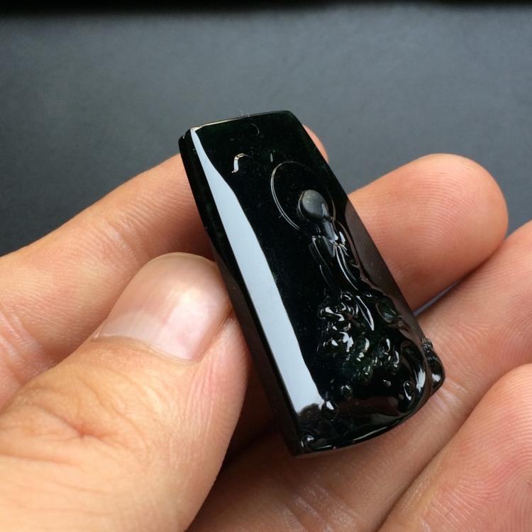 （超值推荐）玻璃种墨翠悟道挂件