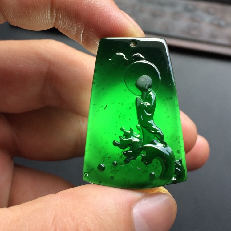 （超值推荐）玻璃种墨翠悟道挂件