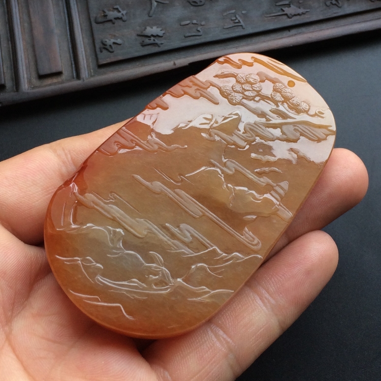 （超值推荐）糯冰种红黄翡朝圣挂件