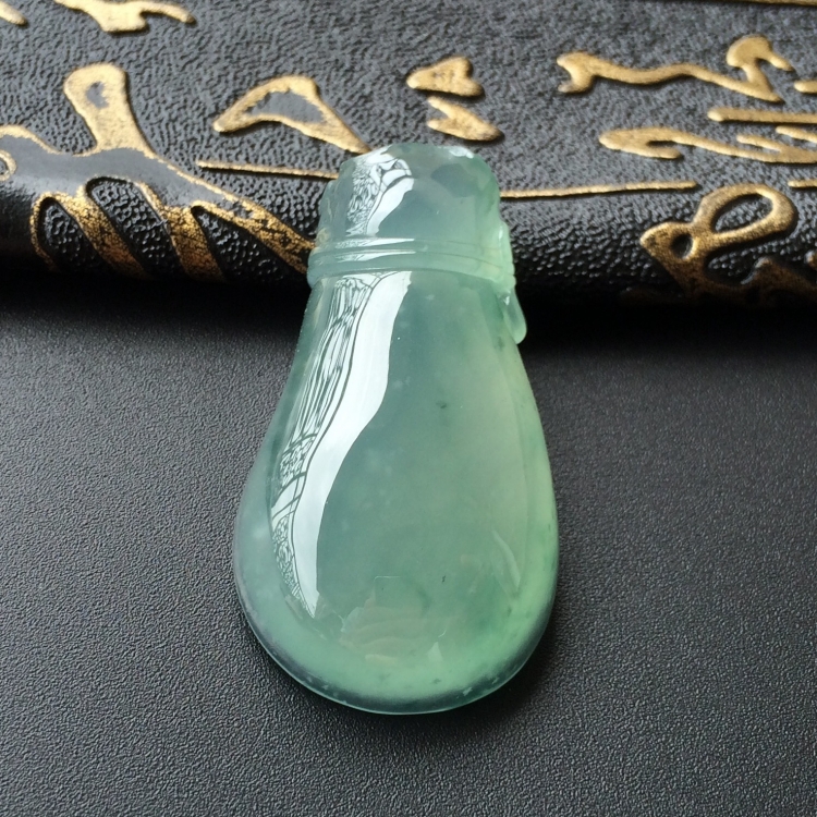 (超值推荐)冰种晴水略飘花钱袋胸坠面