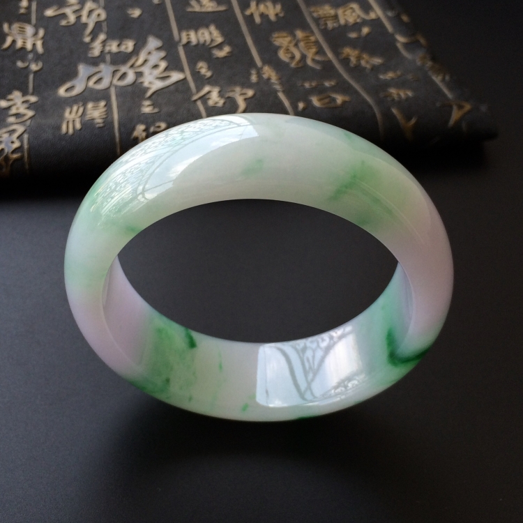 (超值推荐)糯冰种春带彩手镯(58.7mm)