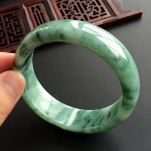 (超值推荐)糯冰种花青手镯(60.2mm)