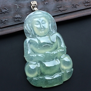 冰种略飘花观音挂件