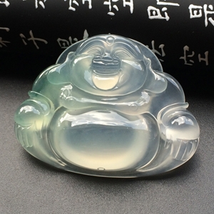（超值推荐）冰玻种略飘花玉佛挂件