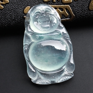 冰种略飘花站佛挂件