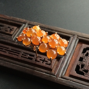 (超值推荐)冰种黄翡镶玫瑰金花型耳钉