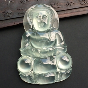（超值推荐）冰玻种淡晴水观音挂件