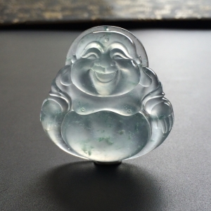 （超值推荐）冰玻种飘花玉佛挂件