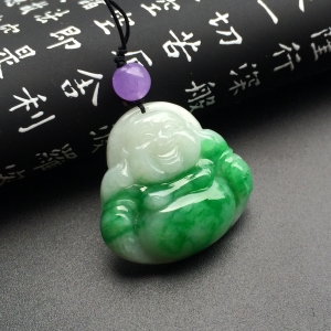 （超值推荐）糯冰种翠色玉佛挂件