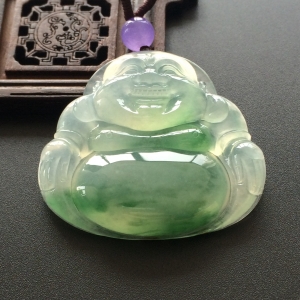 (超值推荐)冰种飘花玉佛挂件
