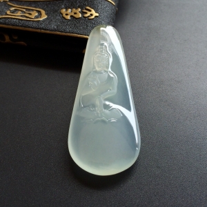 （超值推荐）冰种淡晴水略带黄翡白衣观音挂件