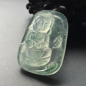 (超值推荐)冰玻种飘花宝宝佛挂件