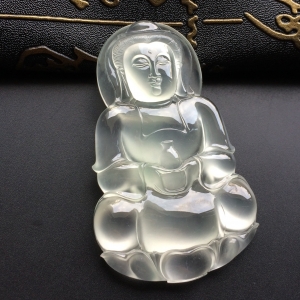（超值推荐）玻璃种强莹光淡晴水观音挂件