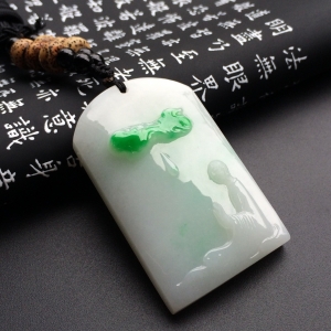 （超值推荐）糯冰种飘翠悟道挂件