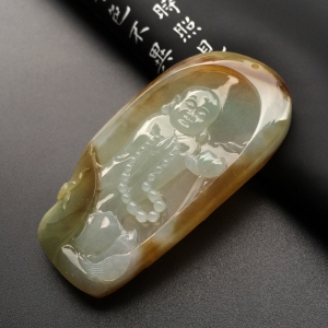 （超值推荐）糯冰种褐黄翡莲悟挂件