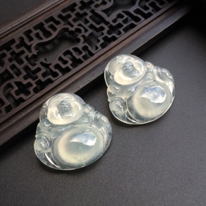 （超值推荐）冰种淡晴水玉佛挂件（一对）