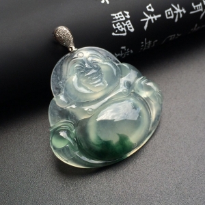 （超值推荐）冰种飘花玉佛挂件