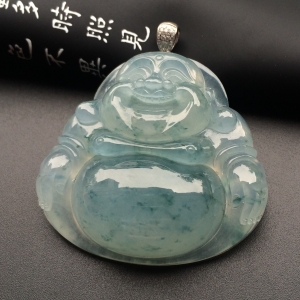 （超值推荐）冰种飘花玉佛挂件