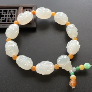 (超值推荐)糯冰种晴水弥勒佛头手链