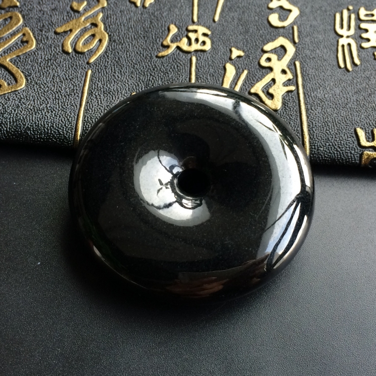 (超值推荐)细糯种墨翠平安扣挂件