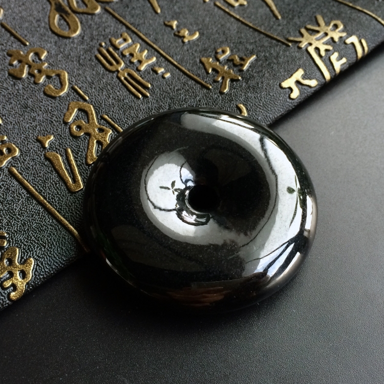 (超值推荐)细糯种墨翠平安扣挂件