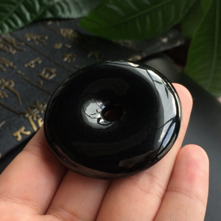 (超值推荐)细糯种墨翠平安扣挂件