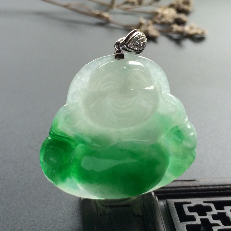 （超值推荐）糯冰种飘翠玉佛挂件