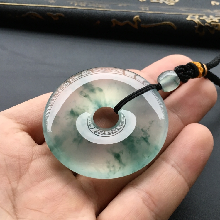 (超值推荐)冰玻种飘花平安扣挂件