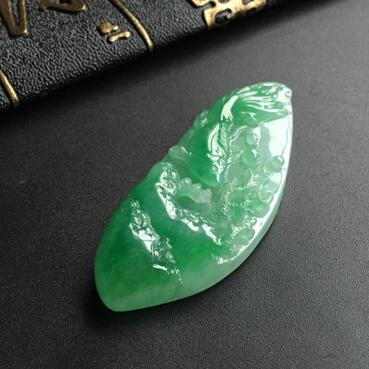 (超值推荐)糯冰种飘翠金玉满堂挂件