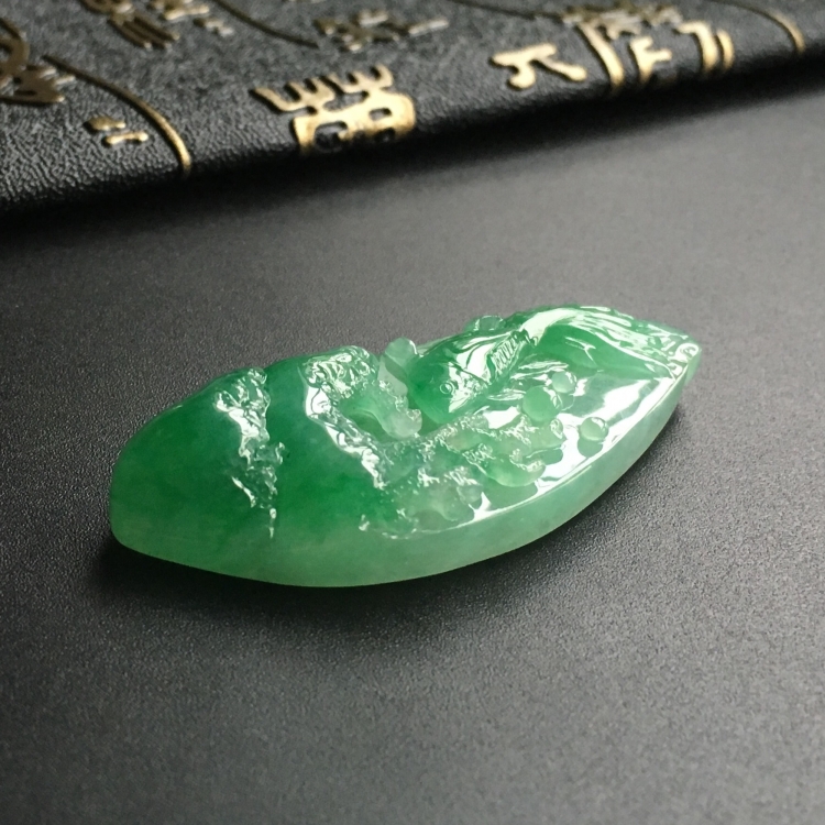 (超值推荐)糯冰种飘翠金玉满堂挂件