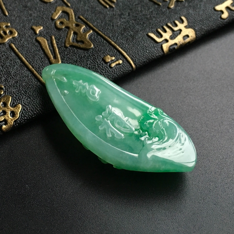 (超值推荐)糯冰种飘翠金玉满堂挂件