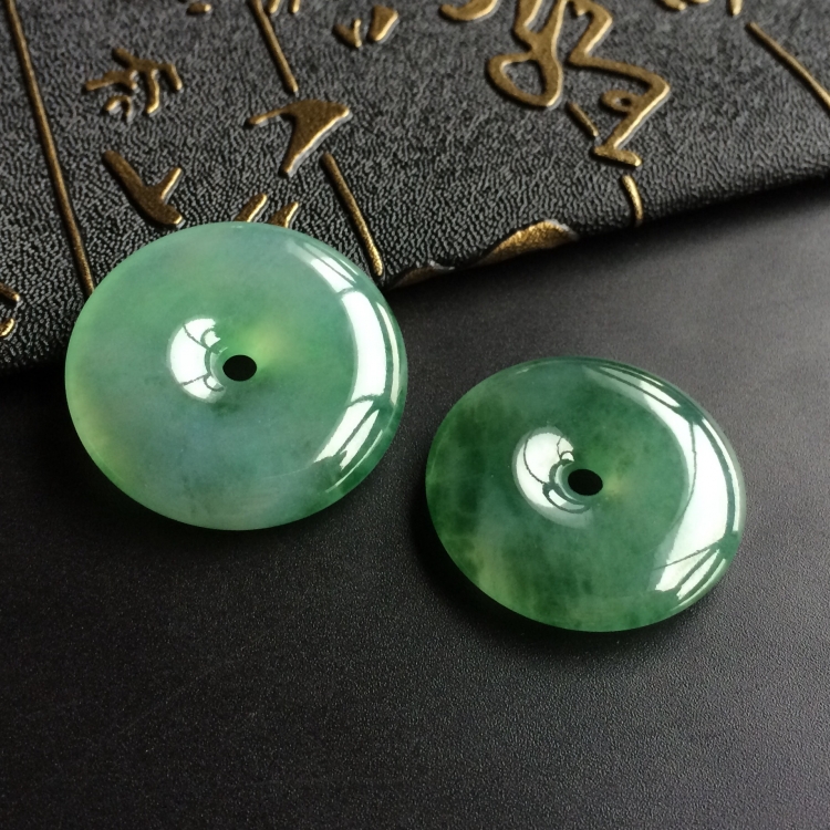 (超值推荐)冰种飘花平安扣挂件(一对)