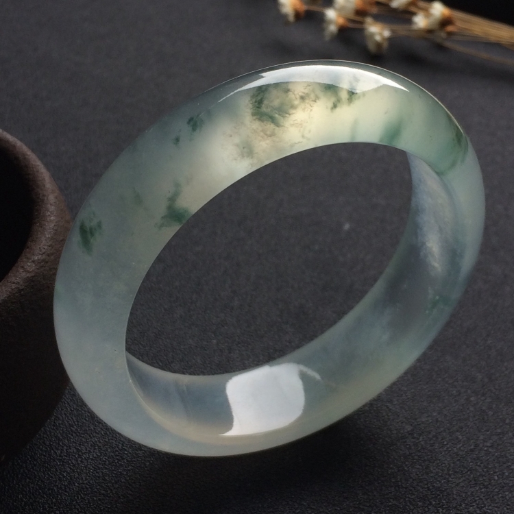 （超值推荐）冰玻种飘花手镯（58mm）