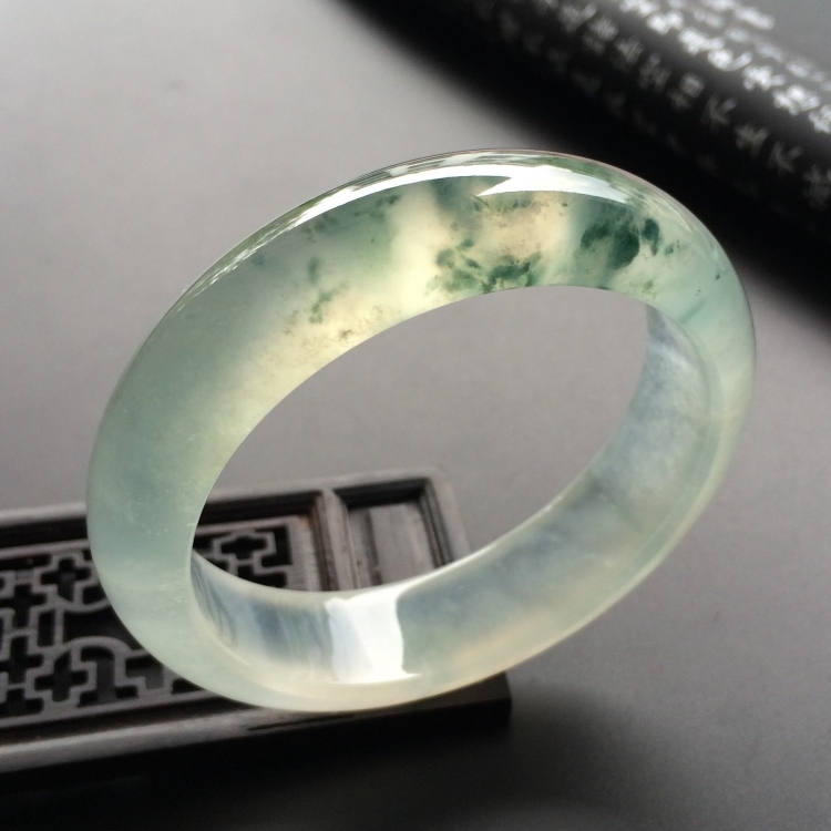 （超值推荐）冰玻种飘花手镯（57.5mm）