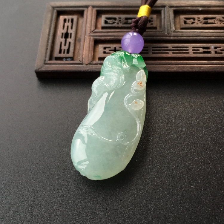 (超值推荐)糯冰种飘翠福瓜挂件