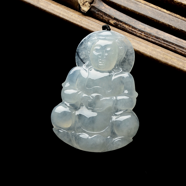 冰种淡晴水观音挂件