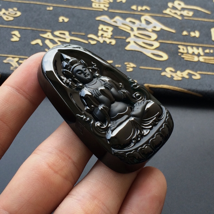 (超值推荐)玻璃种墨翠度母挂件